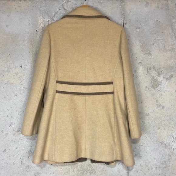 Vintage New England mackintosh beige brown wool blend neutral pea coat 10 medium - Picture 9 of 12